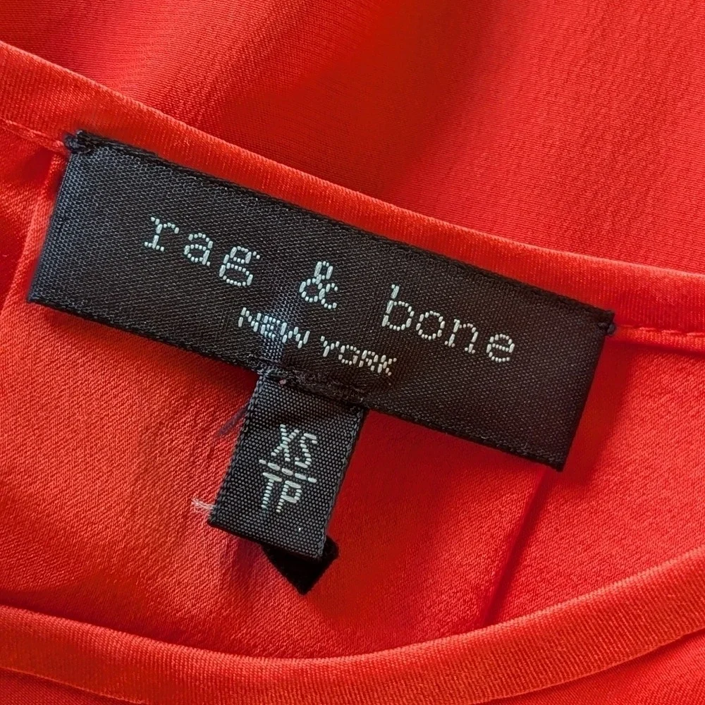 Rag & Bone Lora 100% Silk Surplice Wrap Blouse Battle Red Sz XS